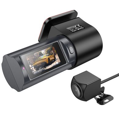 Відеореєстратор Hoco DV8 2K display hidden driving recorder (with rear camera) Black