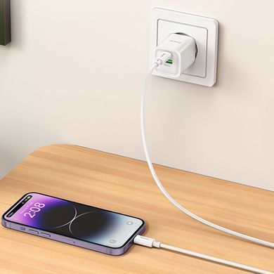 Уценка СЗУ Hoco C149A Charm PD30W+QC3.0 (1USB-A/1C) + кабель Type-C to Lightning Поврежденная упаковка / White