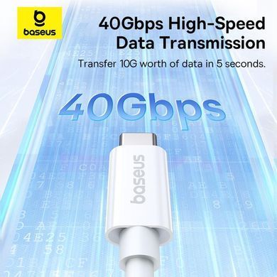 Дата кабель Baseus Superior Series 2 USB4 Full-Function Type-C to Type-C 240W (1m) (P10365200211) Moon White