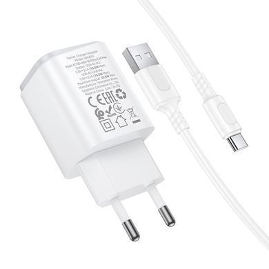МЗП Borofone BAS81A Star 10.5W (2USB-A) + кабель USB to Type-C White