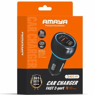 АЗУ Amaya ACC-01 PD20W+QC3.0 total 38W (1USB-A/1C) Black