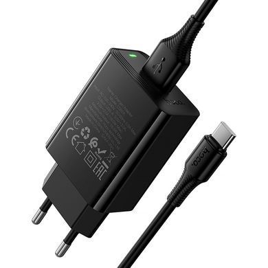 Уценка СЗУ Hoco CS92A Leader 18W+QC3.0 (1USB-A) + кабель USB to Type-C Поврежденная упаковка / Black