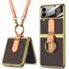 Кожаный чехол GKK with ring and strap для Samsung Galaxy Z Flip4 Brown фото 1