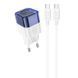 СЗУ Hoco C125A Transparent PD20W (1USB-C) + кабель Type-C to Type-C Transparent blue фото 1