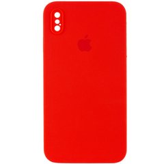 Уценка Чехол Silicone Case Square Full Camera Protective (AA) для Apple iPhone XS / X (5.8") Эстетический дефект / Красный / Red