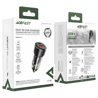 АЗУ Acefast B12 PD30W+QC3.0 total 60W (1USB-A/1C) Black