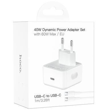 Уценка СЗУ Hoco C161A Speed PD40W (1USB-C) + кабель Type-C to Type-C Поврежденная упаковка / White
