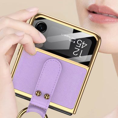 Шкіряний чохол GKK with ring and strap для Samsung Galaxy Z Flip4 Dream Purple