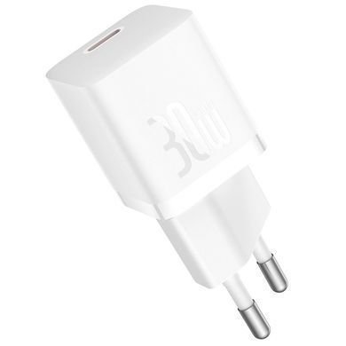 СЗУ Baseus GaN5 Fast Charger mini PD30W (1USB-C) + кабель Type-C to Type-C (P10110902) Moon White