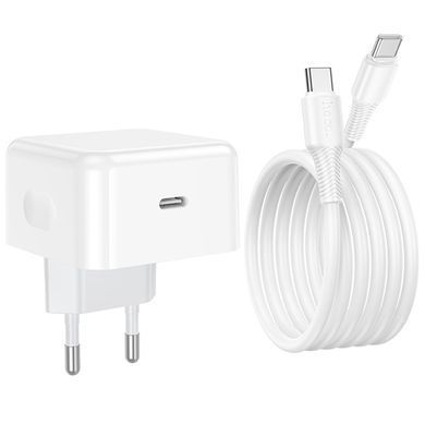 Уценка СЗУ Hoco C161A Speed PD40W (1USB-C) + кабель Type-C to Type-C Поврежденная упаковка / White