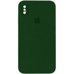 Чехол Silicone Case Square Full Camera Protective (AA) для Apple iPhone XS / X (5.8") Зеленый / Army green