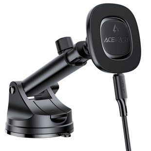Автодержатель с БЗУ Acefast D47 Magnetic Charging 15W (center console) Black