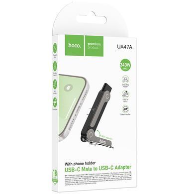 Переходник Hoco UA47A Type-C male to Type-C female adapter Black