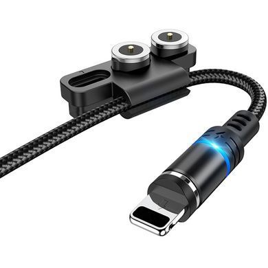 Уценка Дата кабель Hoco DU42 Magnetic 3in1 Lightning-microUSB-Type-C (1m) Дефект упаковки / Черный