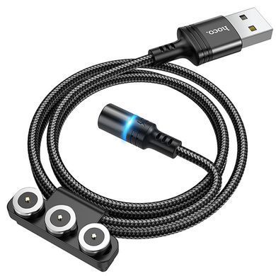 Уценка Дата кабель Hoco DU42 Magnetic 3in1 Lightning-microUSB-Type-C (1m) Дефект упаковки / Черный