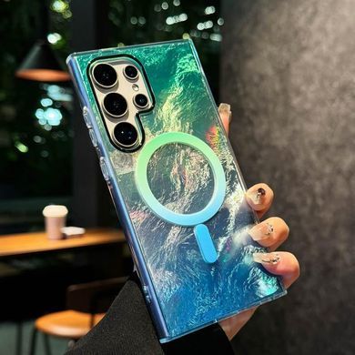 Чохол TPU Shiny Mountain Magnetic Fit для Samsung Galaxy S25 Ultra Green / Blue