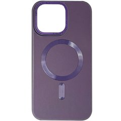 Шкіряний чохол Bonbon Leather Metal Style with MagSafe для Apple iPhone 15 Pro Max (6.7") Фіолетовий / Dark Purple