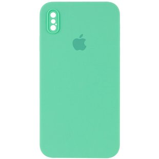 Чехол Silicone Case Square Full Camera Protective (AA) для Apple iPhone XS / X (5.8") Зеленый / Spearmint