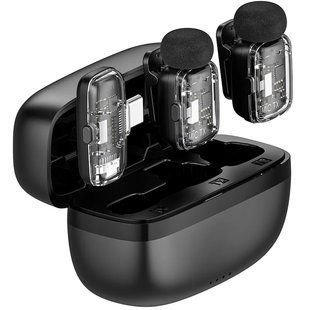Петличный беспроводной микрофон WIWU WM008 Dual-mic ANC Type-C Black