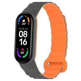 Ремешок Dual-color Magnetic для Xiaomi Mi Band 7/6/5/4/3 Gray / Orange