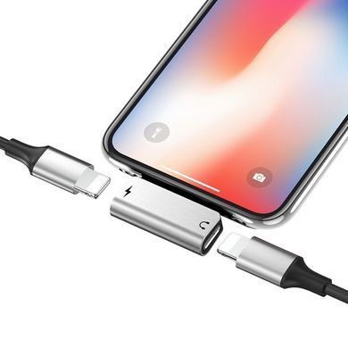 Перехідник Hoco LS24 Lightning to lightning audio/lightning Сталевий