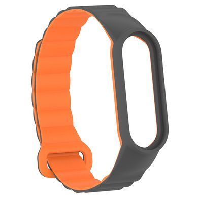 Ремешок Dual-color Magnetic для Xiaomi Mi Band 7/6/5/4/3 Gray / Orange