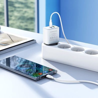 СЗУ Borofone BA67A PD20W+QC3.0 (1USB-A/1C) + кабель Type-C to Type-C Белый