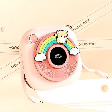 Портативное ЗУ Power Bank GXZ-N11 2in1 with cable с обогревателем для рук 5000 mAh Pink