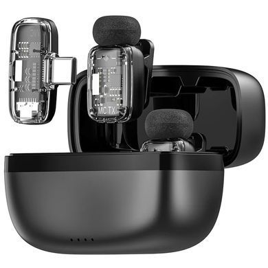 Петличный беспроводной микрофон WIWU WM008 Dual-mic ANC Type-C Black