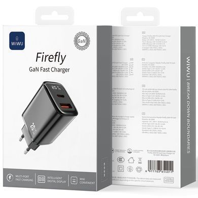 МЗП WIWU G009 Firefly PD20W+QC3.0 GaN (1USB-A/1C) Black