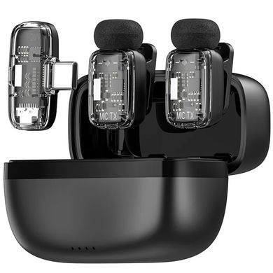 Петличный беспроводной микрофон WIWU WM008 Dual-mic ANC Type-C Black