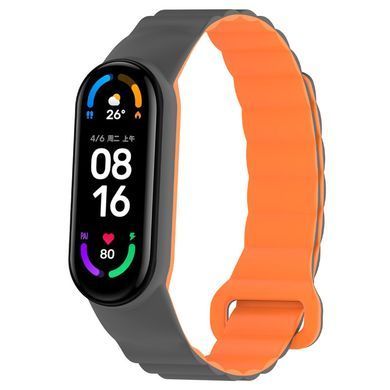 Ремешок Dual-color Magnetic для Xiaomi Mi Band 7/6/5/4/3 Gray / Orange