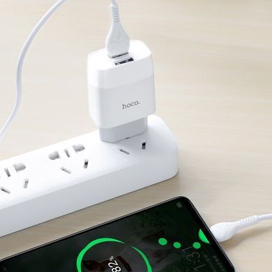 СЗУ Hoco C73A Glorious 2.4A (2USB-A) + кабель USB to Type-C Белый