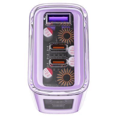СЗУ Acefast A45 Exploration series PD65W GaN (2*USB-C+USB-A) Purple alfalfa