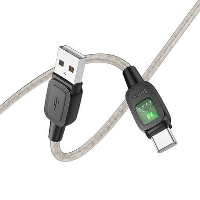 Дата кабель Hoco U124 Stone silicone power-off USB to Type-C (1.2m) Black