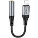 Аудио кабель Aux Hoco LS36A Fresh 3.5mm to Lightning (0.12m) Metal gray фото 1