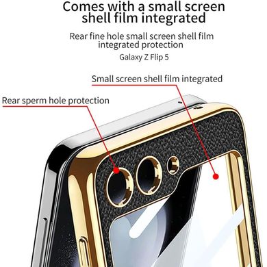 Уцінка Шкіряний чохол GKK with ring and strap для Samsung Galaxy Z Flip5 Дефект упаковки / Black