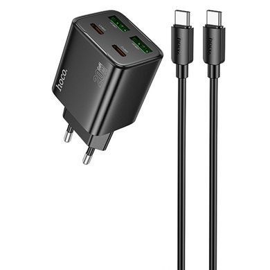 МЗП Hoco N55 Fundador PD20W+QC3.0 (2USB-A/2C) + кабель Type-C to Type-C Black