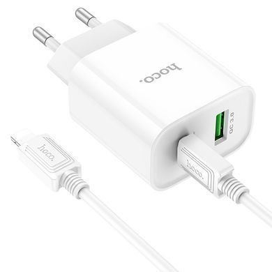 СЗУ HOCO C80A Plus Rapido PD20W+QC3.0 (1Type-C/1USB) + Type-C to Lightning White