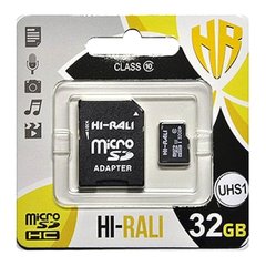 Карта памяти Hi-Rali microSDHC (UHS-1) 32 GB class 10 (с адаптером) Черный