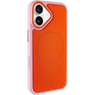 Чохол PC Textile Hybrid with Magnetic Fit для Apple iPhone 17 (6.3") Pink / Orange