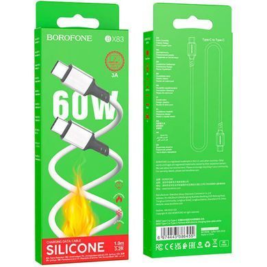 Дата кабель Borofone BX83 Famous PD60W Type-C to Type-C (1m) White