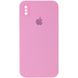 Чохол Silicone Case Square Full Camera Protective (AA) для Apple iPhone XS / X (5.8") Рожевий / Light pink