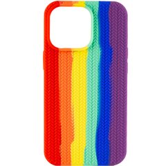 Чехол Silicone case Full Braided для Apple iPhone 13 Pro Max (6.7") Красный / Фиолетовый