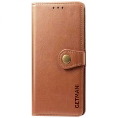 Кожаный чехол книжка GETMAN Gallant (PU) для Xiaomi Redmi Note 9 / Redmi 10X Коричневый