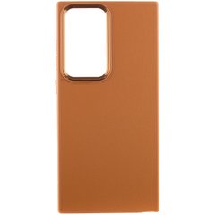 Кожаный чехол Bonbon Leather Metal Style для Samsung Galaxy S22 Ultra Коричневый / Brown