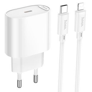 СЗУ Hoco C109A Fighter PD20W+QC3.0 (1USB-A/1C) + кабель Type-C to Lightning White