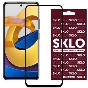 Защитное стекло SKLO 3D (full glue) для Xiaomi Poco M4 Pro 4G Черный