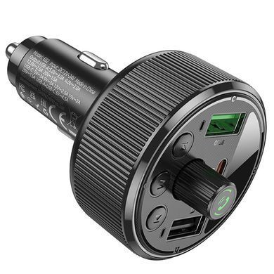 АЗП FM модулятор Hoco E82 Guerrero PD30W+QC3.0 (2USB-A/1C) Black