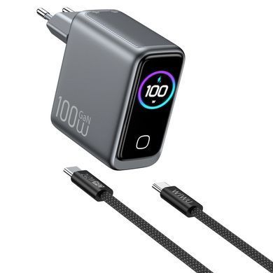 МЗП WIWU CHG300 Voyager PD100W+QC3.0 (1USB-A/2C) + кабель Type-C to Type-C Grey